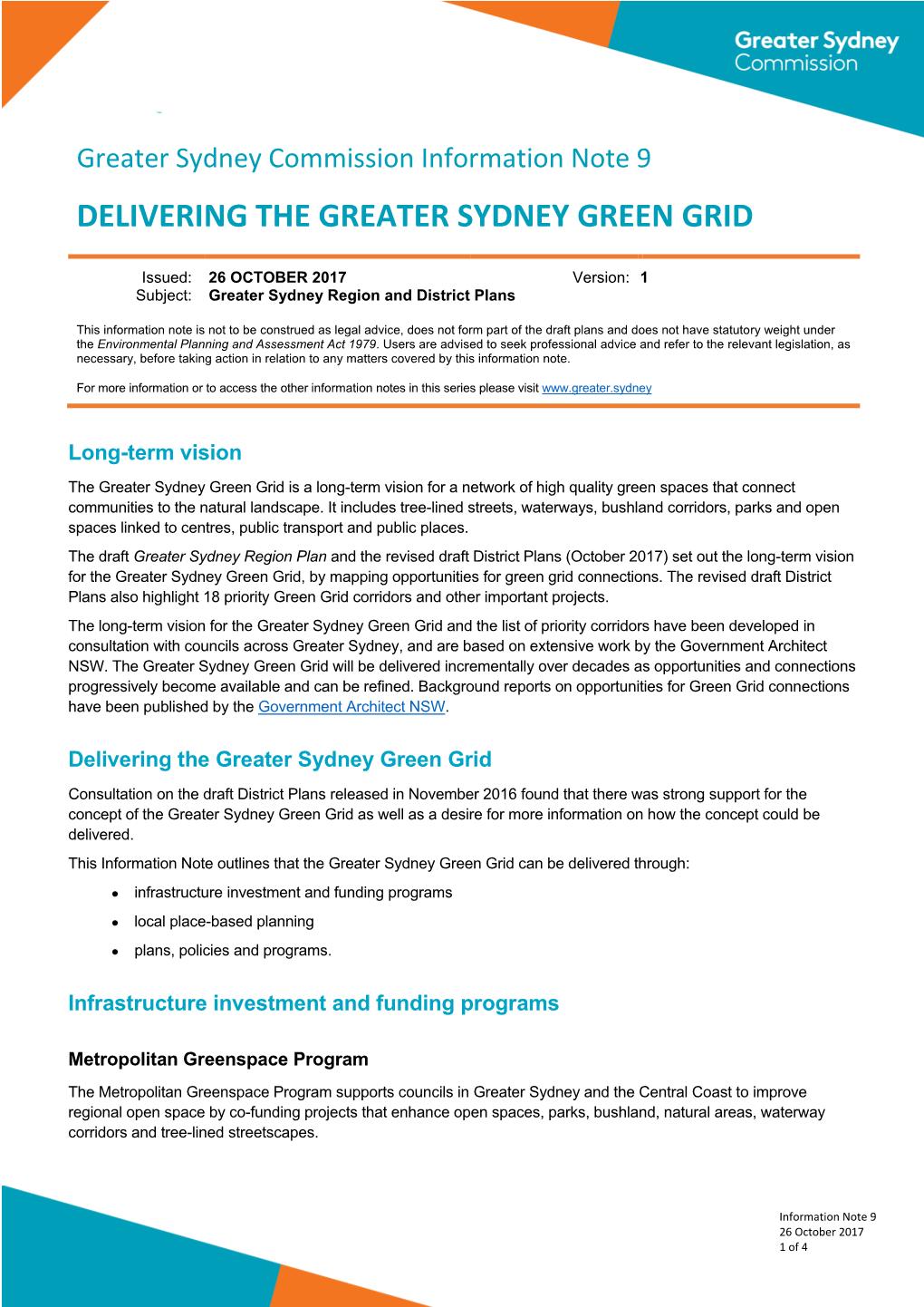 Delivering the Greater Sydney Green Grid