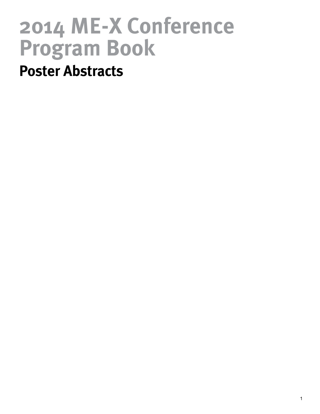 2014 ME-X Conference Program Book Poster Abstracts