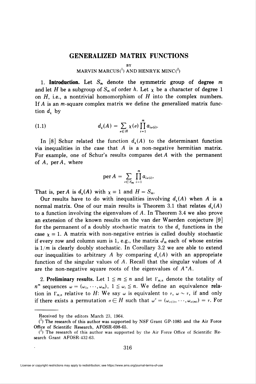 Generalized Matrix Functions 317