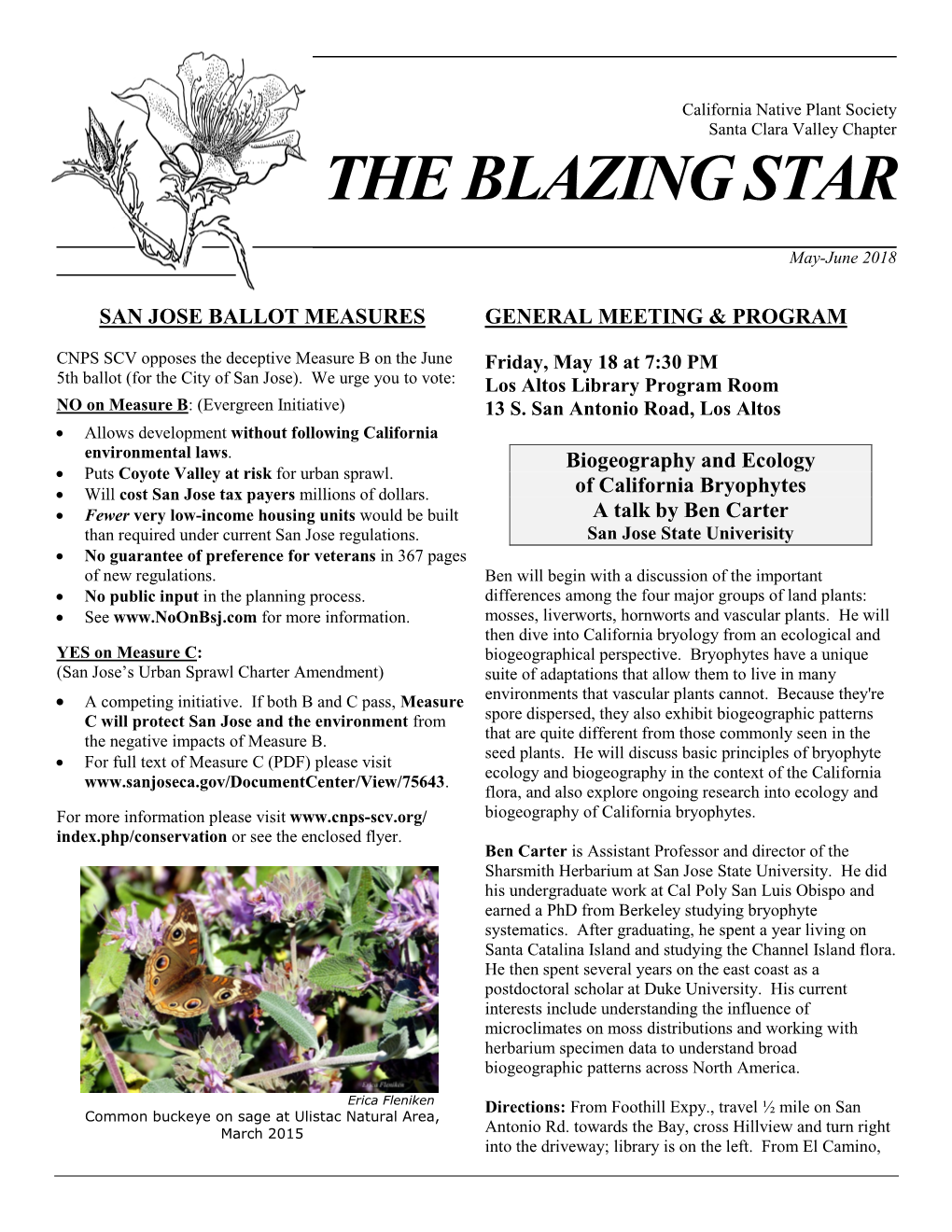 Blazing Star Newsletter: May-June 2018