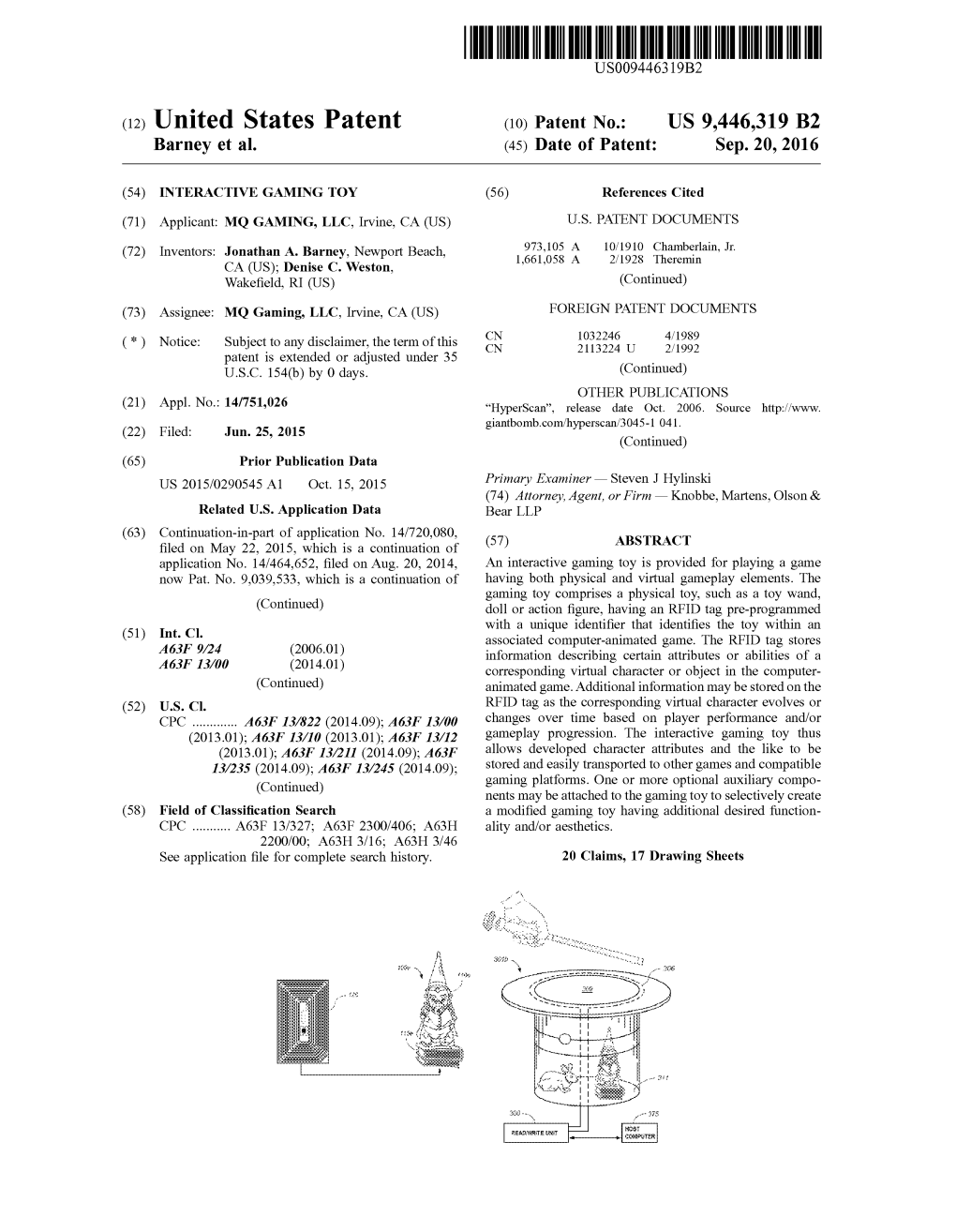 (12) United States Patent (10) Patent No.: US 9.446,319 B2 Barney Et Al