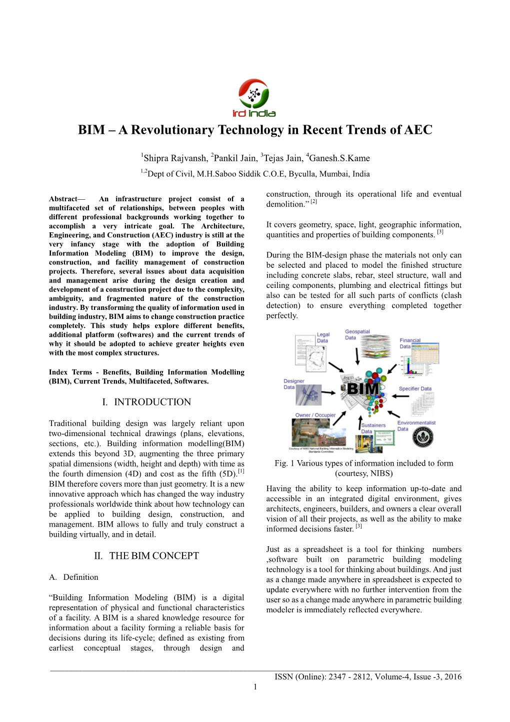 BIM – a Revolutionary Technology in Recent Trends of AEC