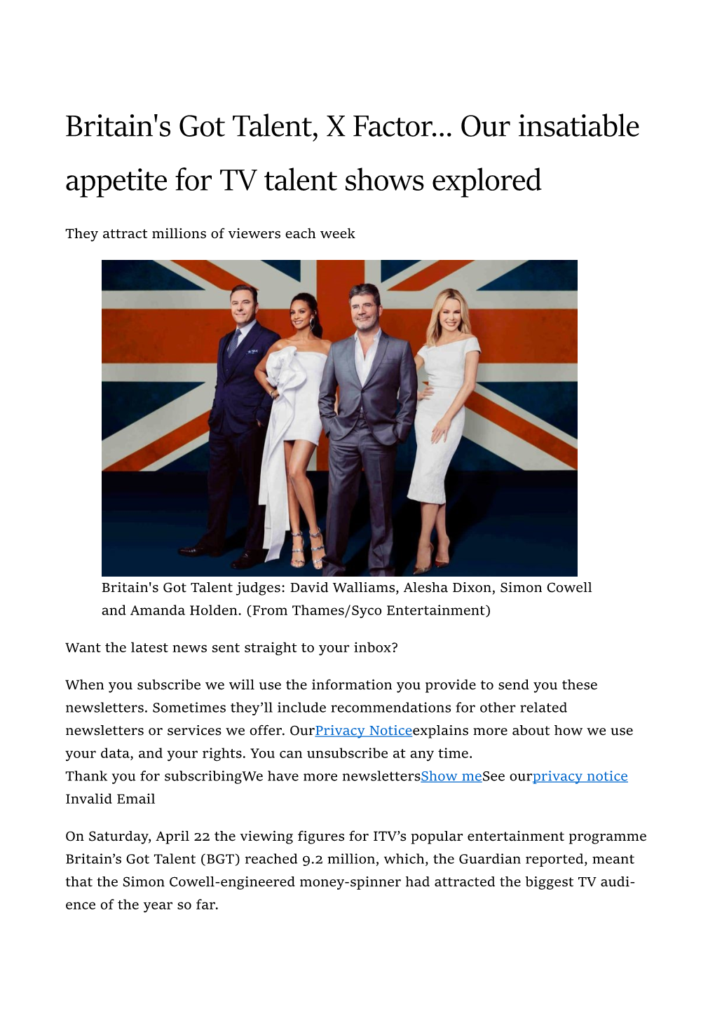 Britain's Got Talent, X Factor... Our Insatiable Appetite for TV Talent Shows Explored