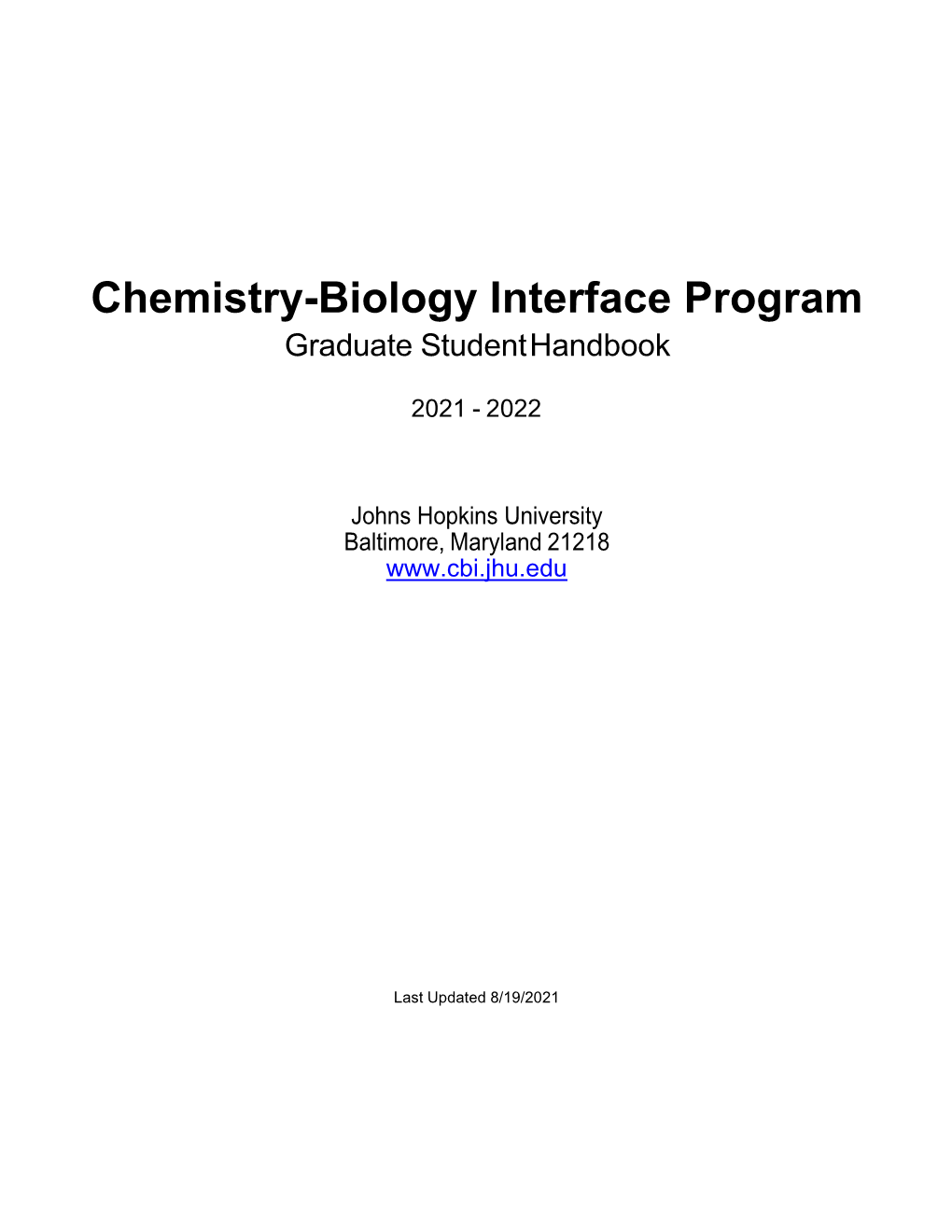 Chemistry-Biology Interface Program Graduate Student Handbook