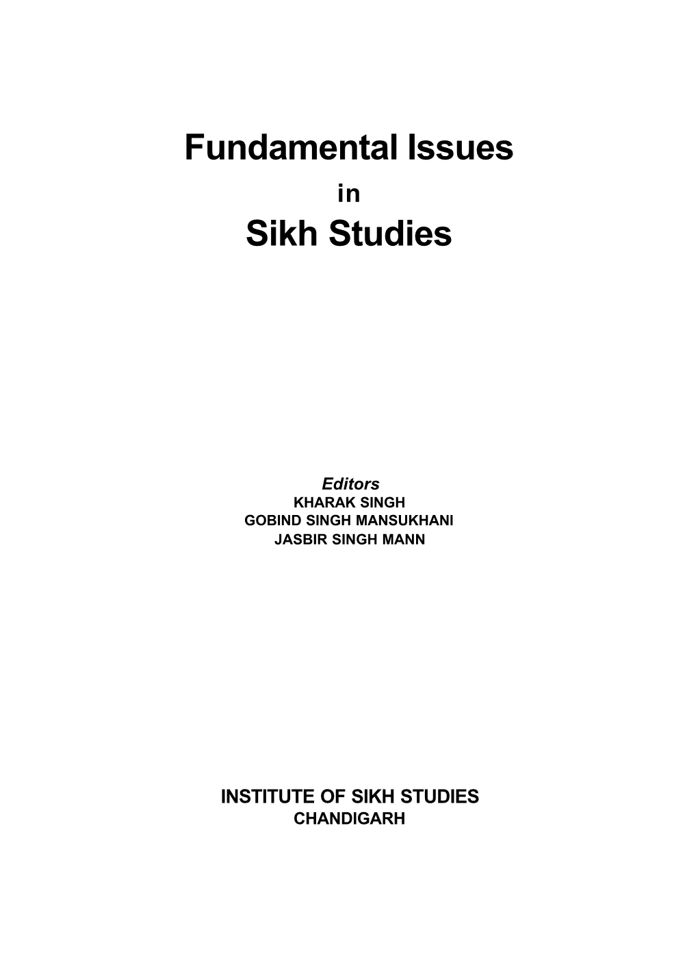 Fundamental Issues Sikh Studies