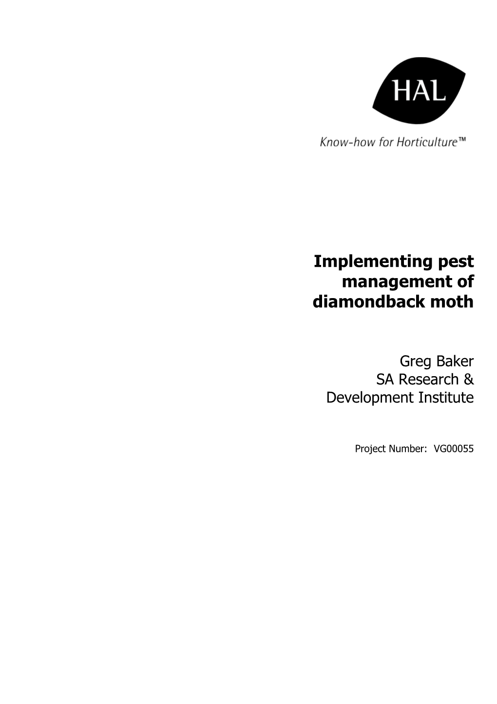Implementing Pest Management of Diamondback Moth