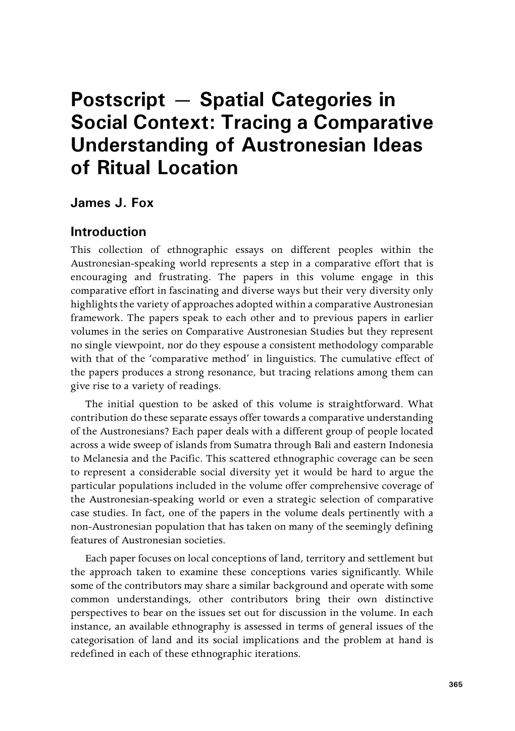 Spatial Categories in Social Context: Tracing a Comparative Understanding of Austronesian Ideas of Ritual Location