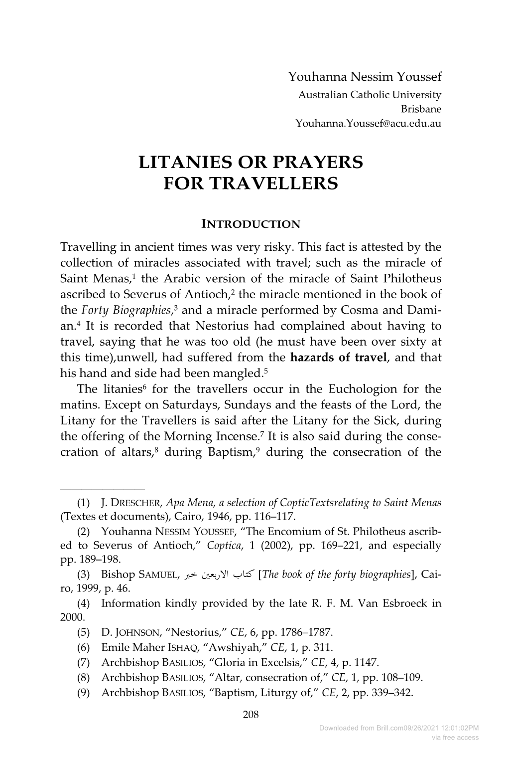 Litanies Or Prayers for Travellers