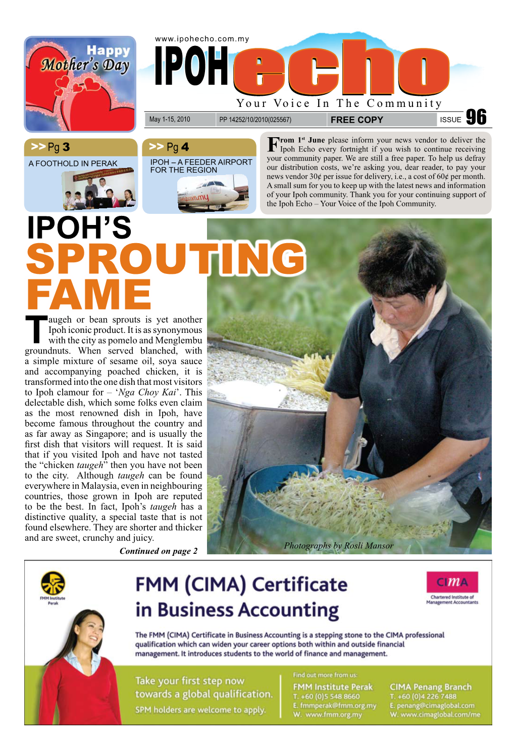 SPROUTING FAME Augeh Or Bean Sprouts Is Yet Another Ipoh Iconic Product