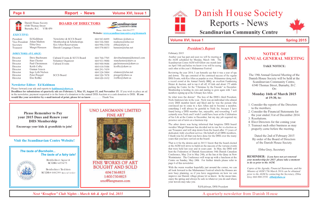 Newsletter Spring 2015