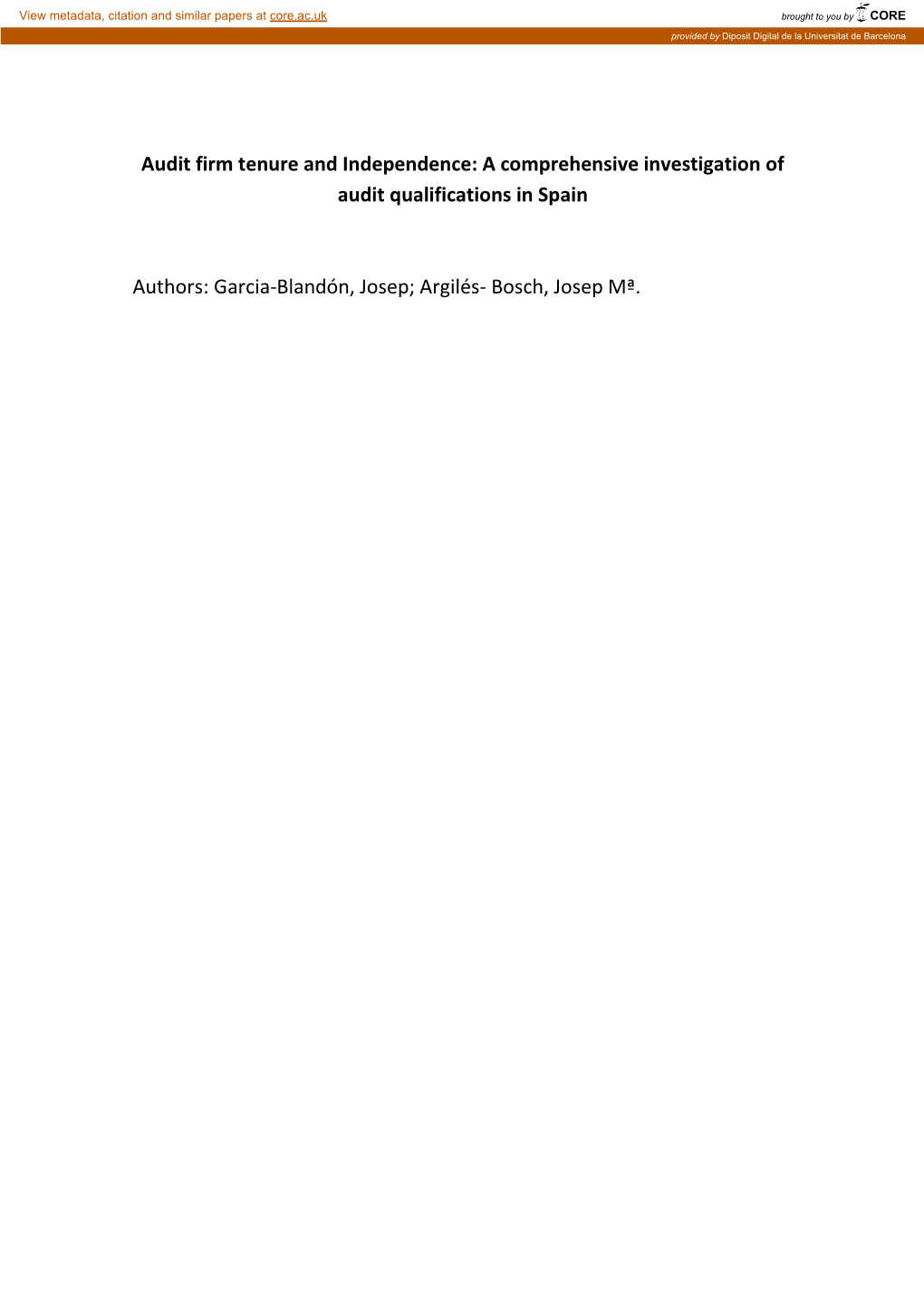 Audit Firm Tenure and Independence: a Comprehensive Investigation of Audit Qualifications in Spain