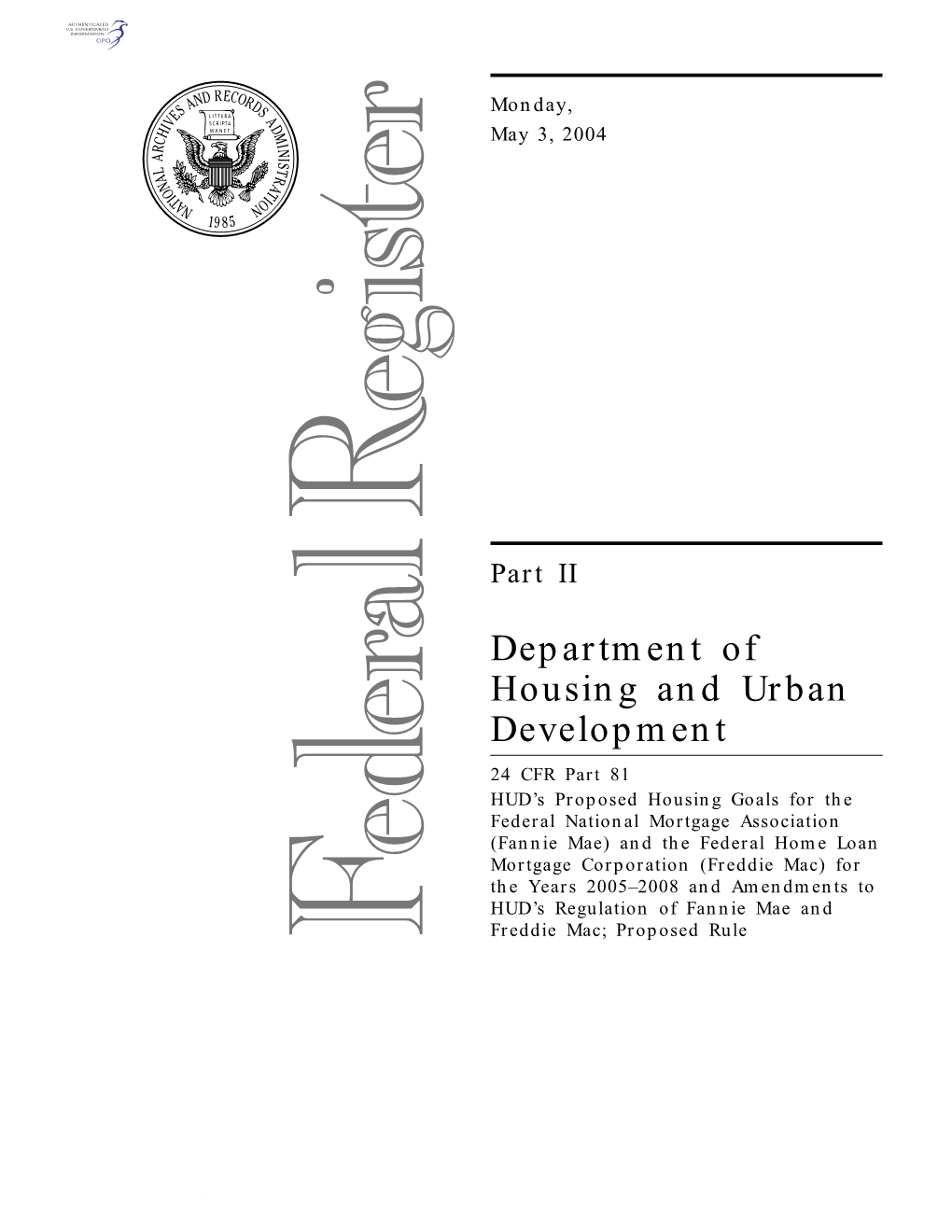 Department of Housing and Urban Development