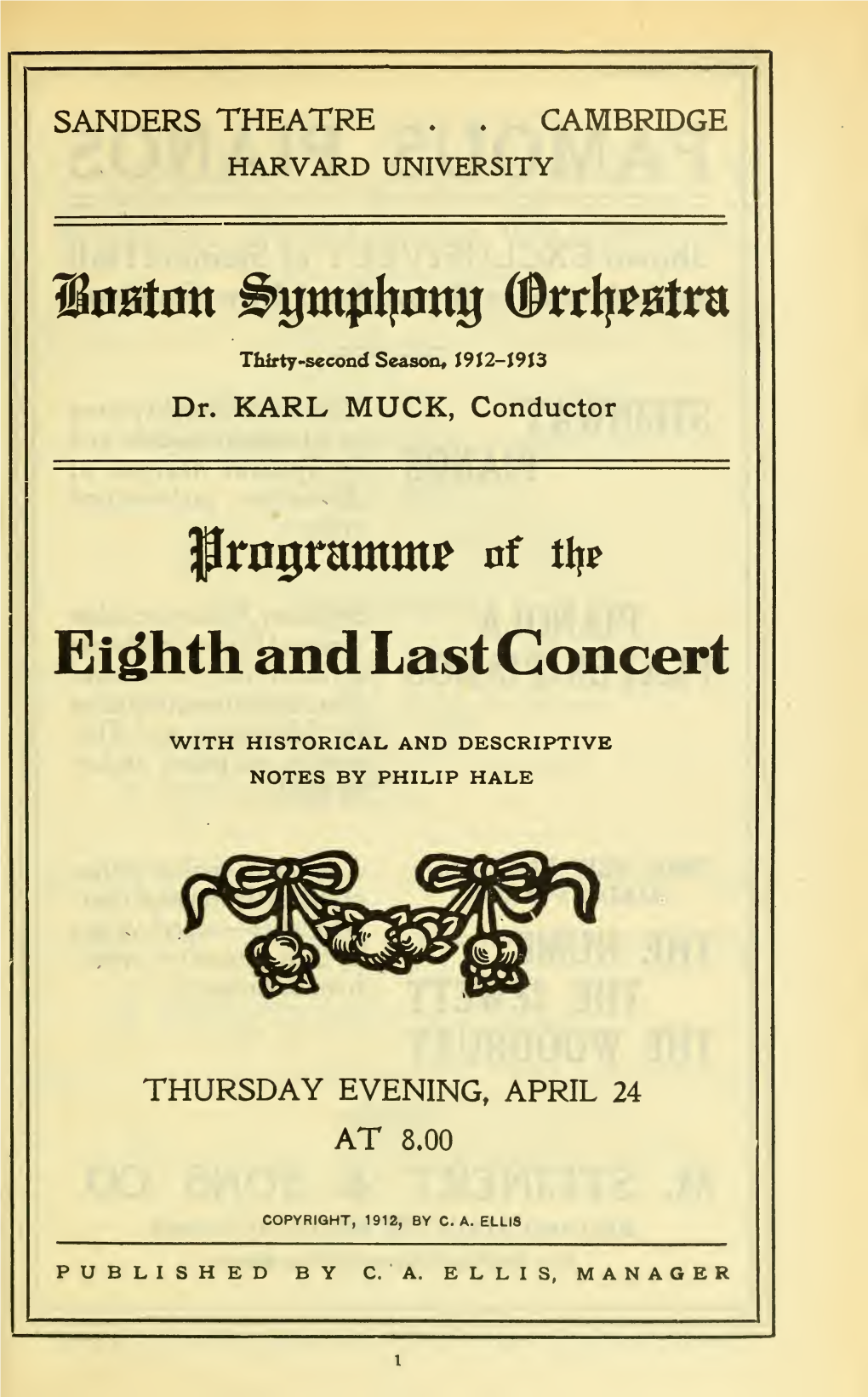 Boston Symphony Orchestra Concert Programs, Season 32,1912-1913, Trip