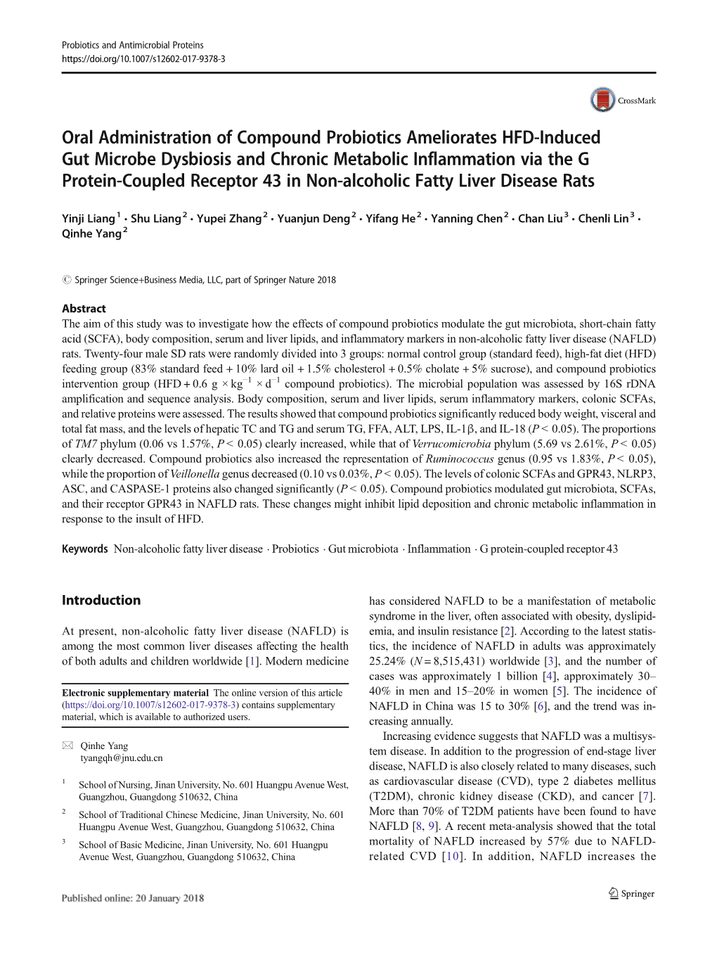 Oral Administration of Compound Probiotics Ameliorates HFD