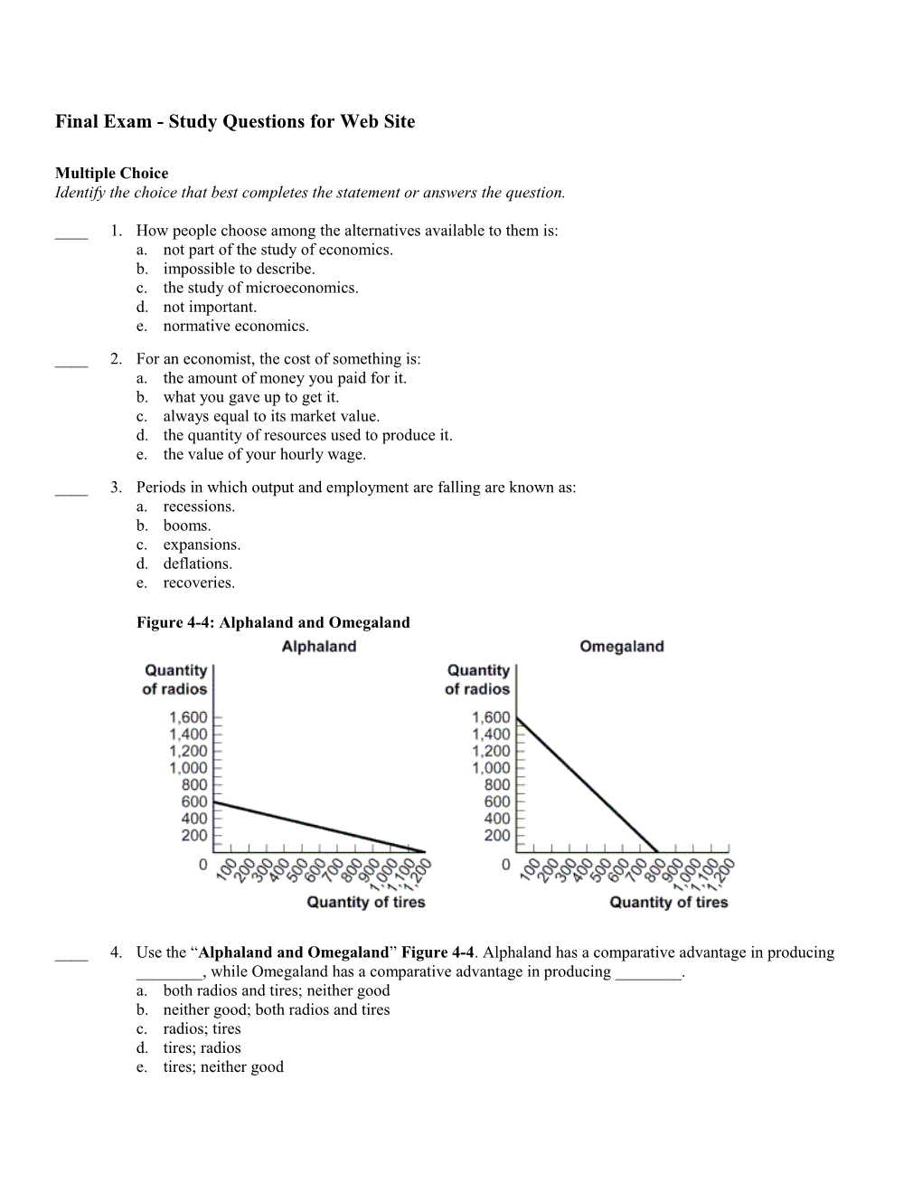 Final Exam - Study Questions for Web Site