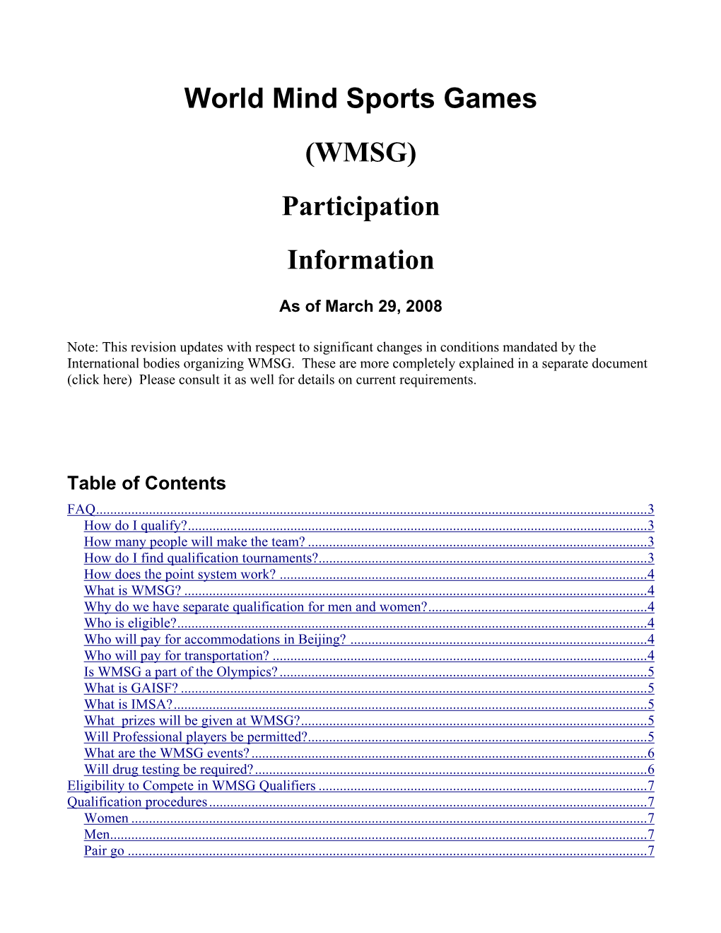 (WMSG) Participation Information
