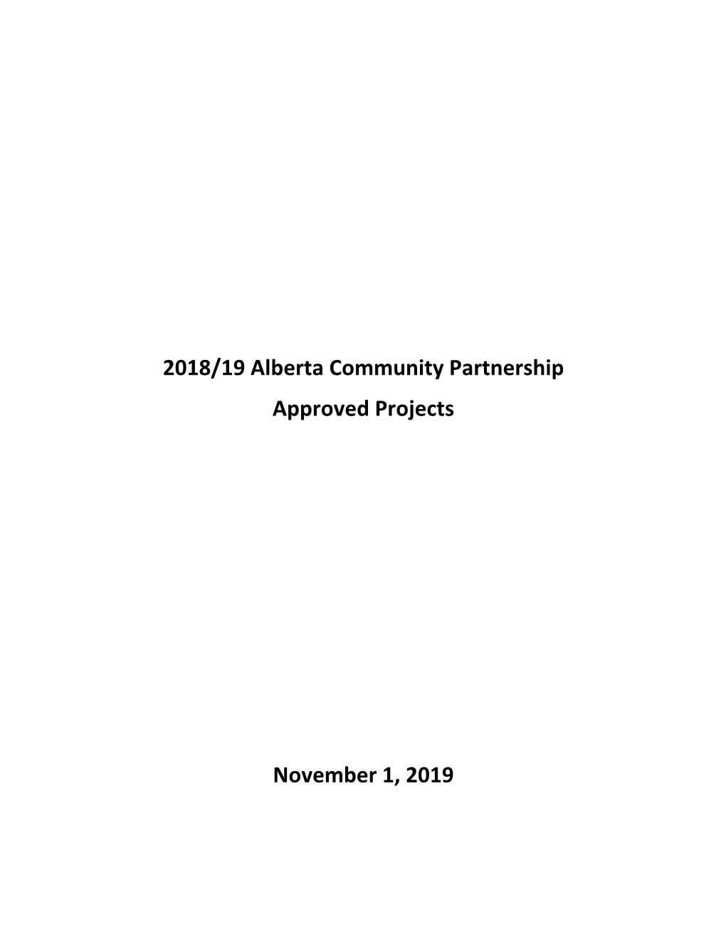 2018/19 Alberta Community Partnership Approved Projects