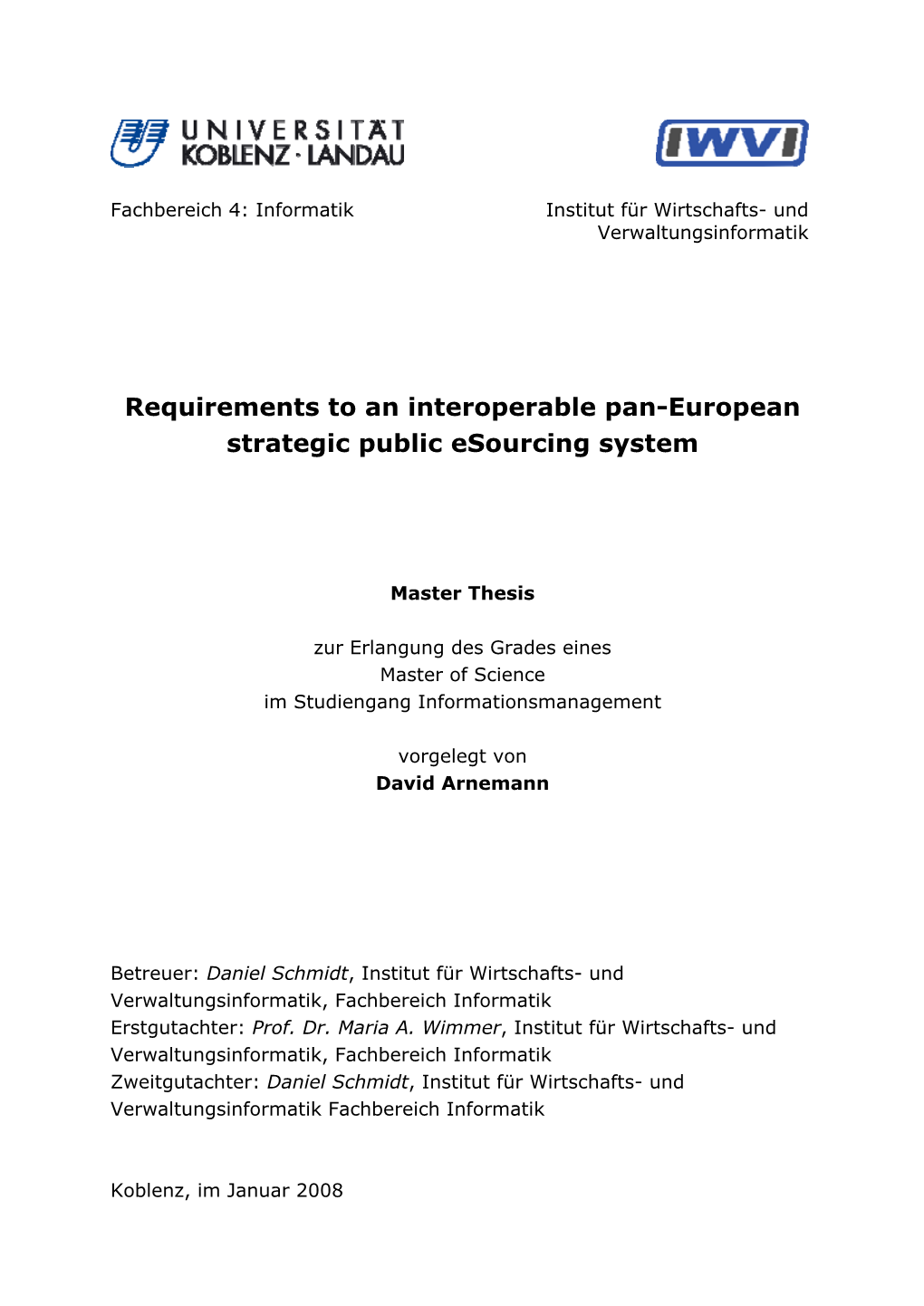 Requirements to an Interoperable Pan-European Strategic Public Esourcing System