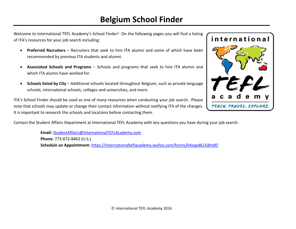 Belgium School Finder