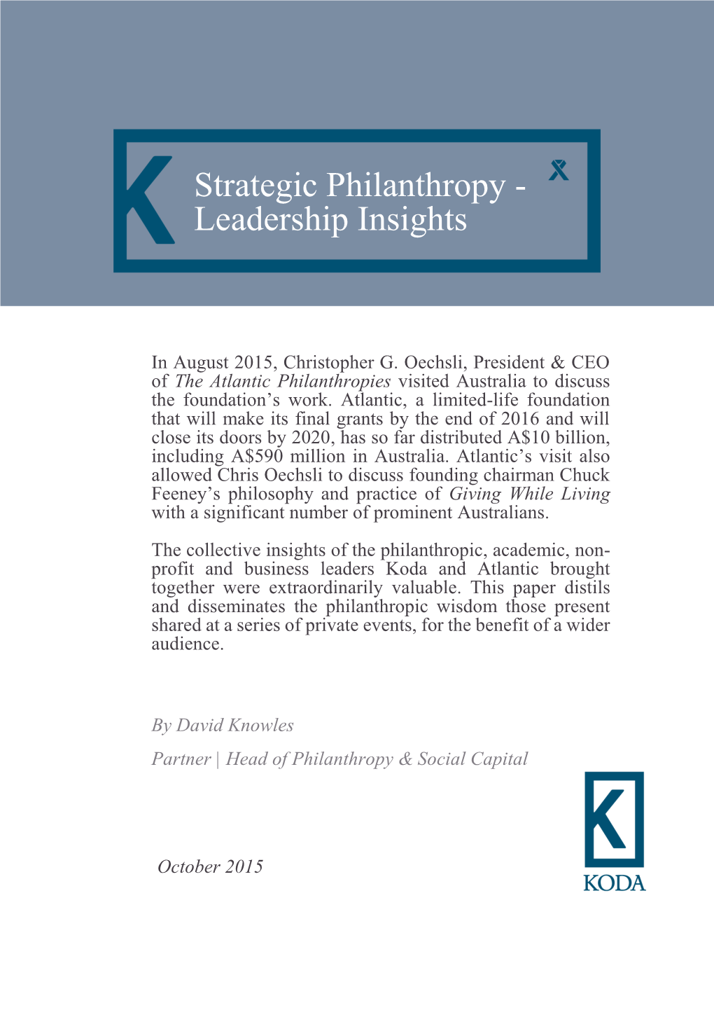 Strategic Philanthropy - Leadership Insights