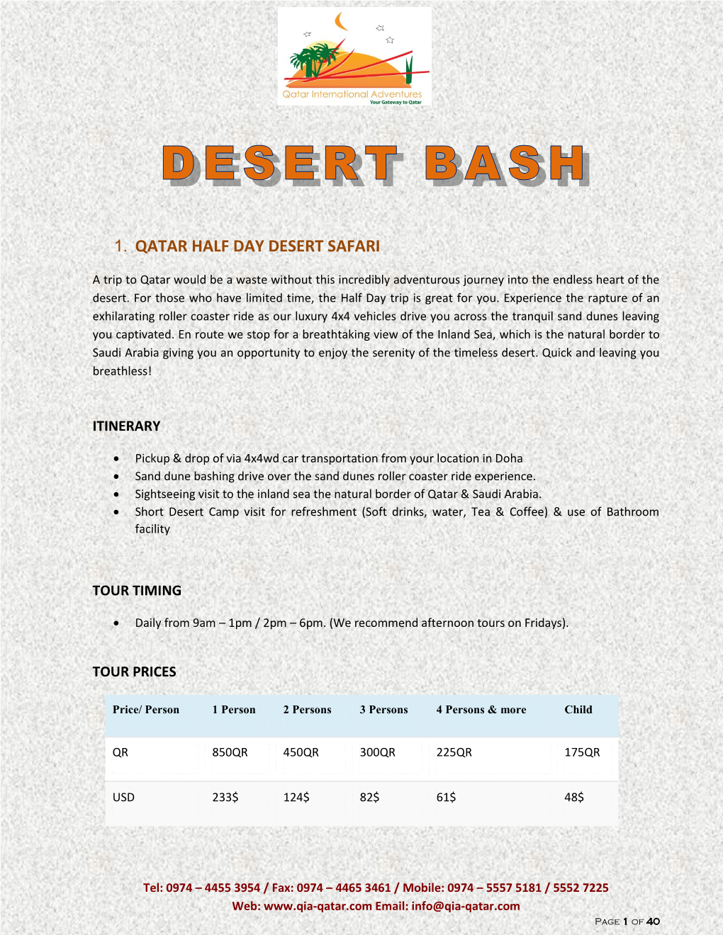 1. Qatar Half Day Desert Safari