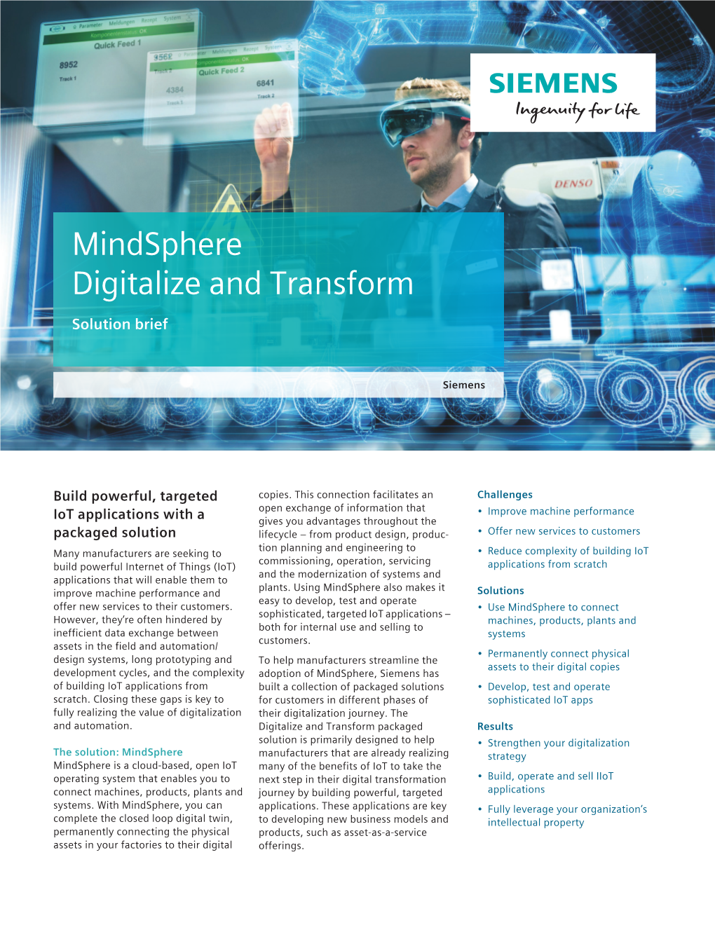 Mindsphere Digialize and Transform