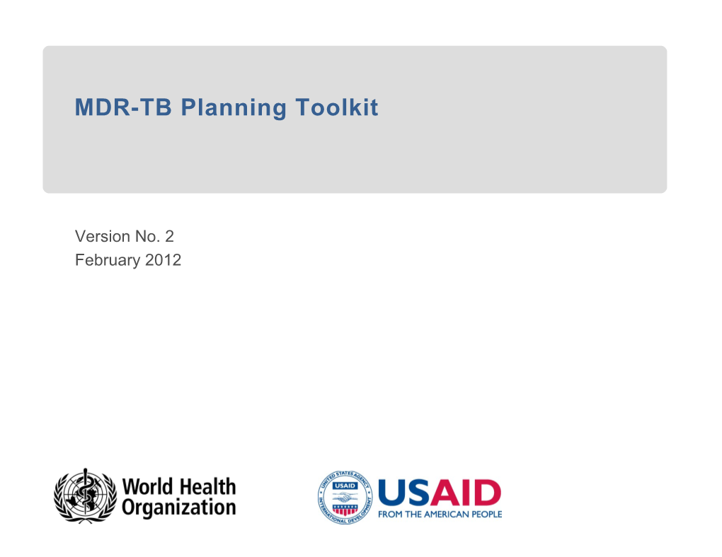 MDR-TB Planning Toolkit