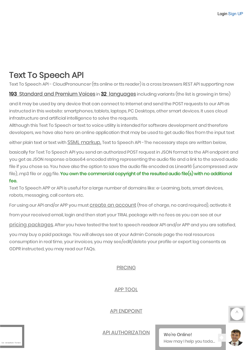 Text to Speech API Text to Speech API - Cloudpronouncer (Tts Online Or Tts Reader) Is a Cross Browsers REST API Supporting Now