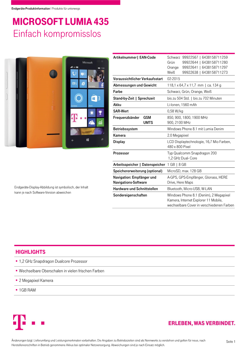 MICROSOFT LUMIA 435 Einfach Kompromisslos