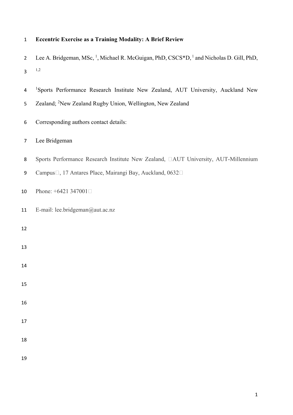 Eccentric Exercise As a Training Modality: a Brief Review