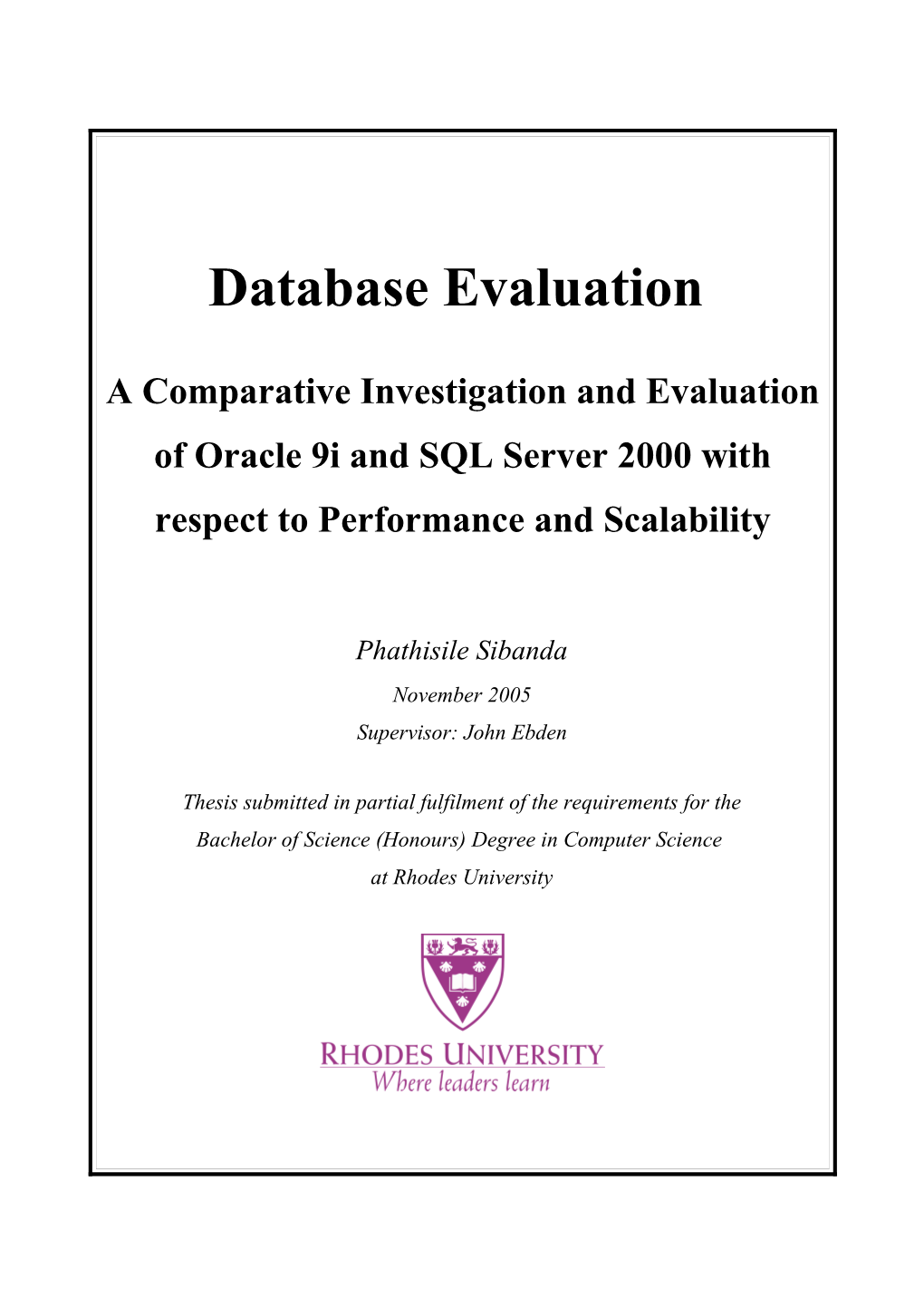 Database Evaluation