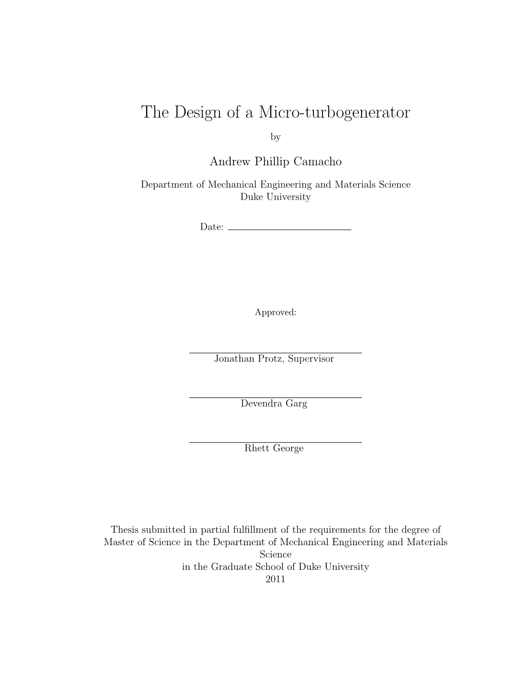 The Design of a Micro-Turbogenerator