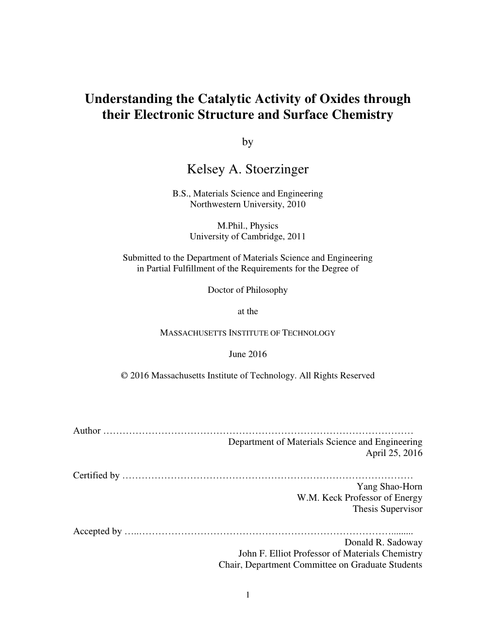 Understanding the Catalytic Activity of Oxides Through Their Electronic Structure and Surface Chemistry