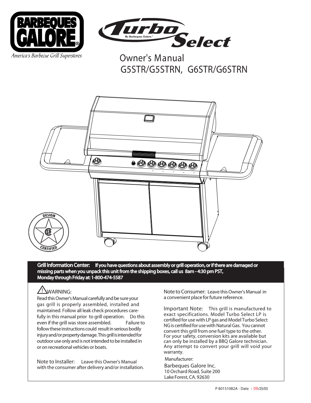 Owner's M Anual G5STR/G5STRN, G6STR/G6STRN