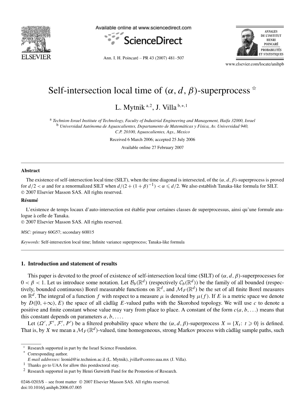 Self-Intersection Local Time of (Α,D,Β)-Superprocess ✩