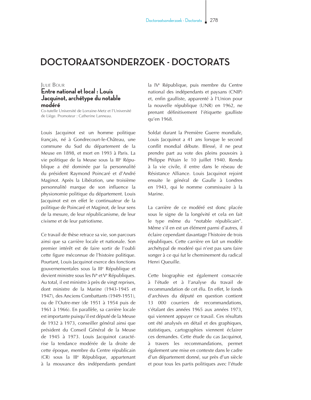 Doctoraatsonderzoek - Doctorats 278