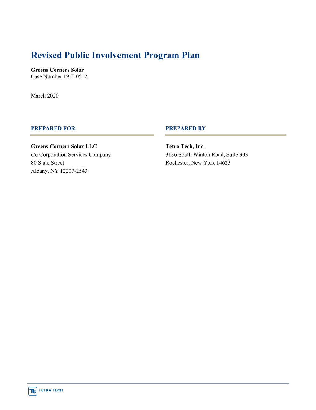 Revised Public Involvement Program Plan