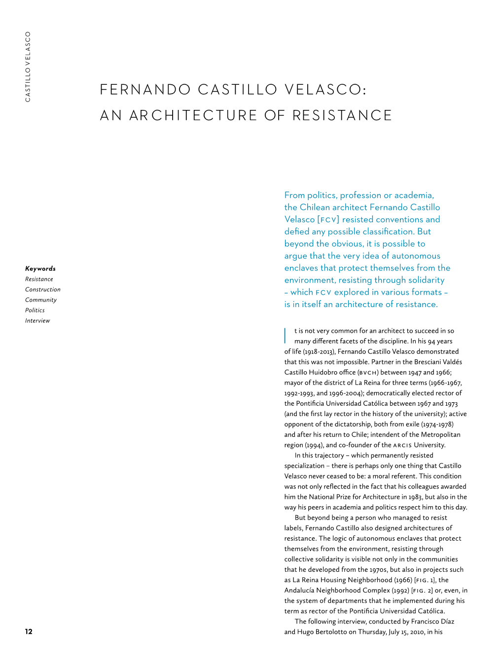 Fernando Castillo Velasco: an Architecture of Resistance