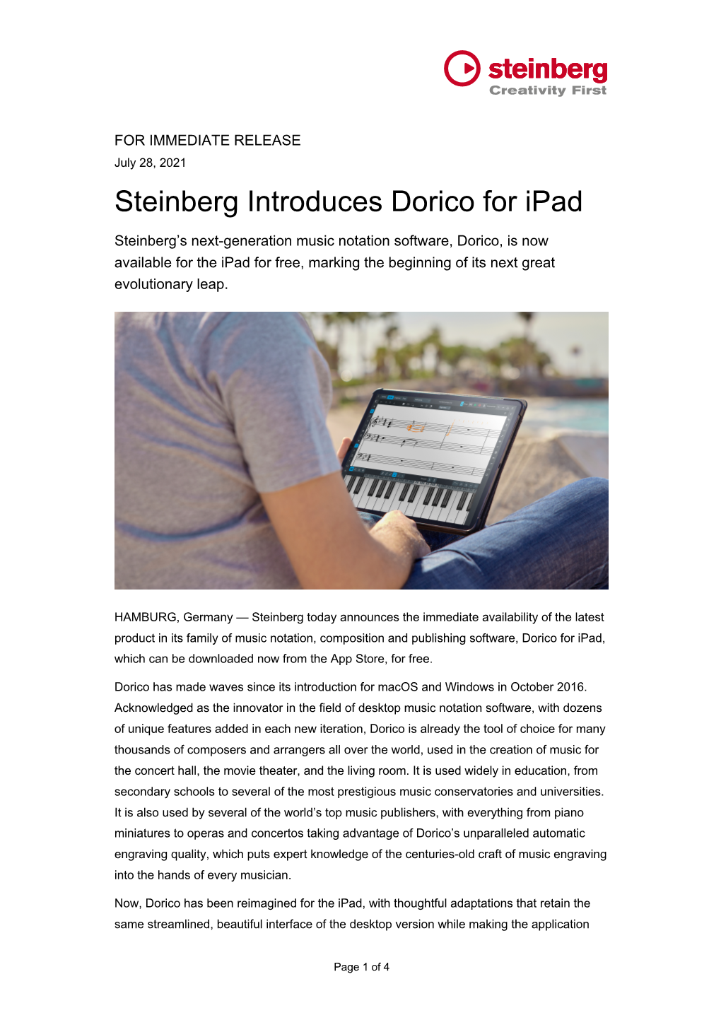 Steinberg Introduces Dorico for Ipad