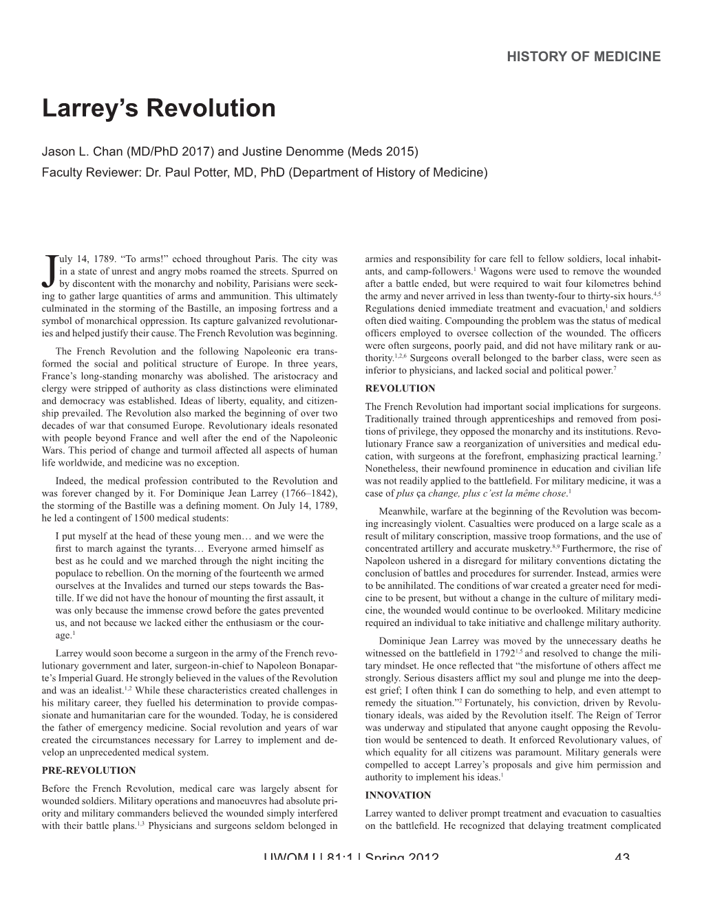Larrey's Revolution