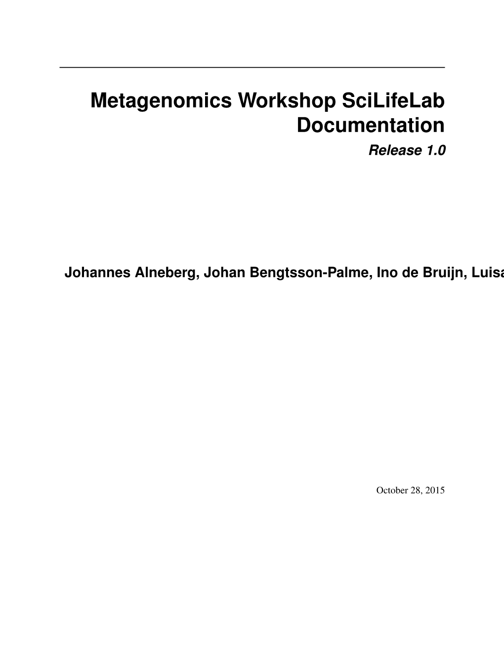 Metagenomics Workshop Scilifelab Documentation Release 1.0
