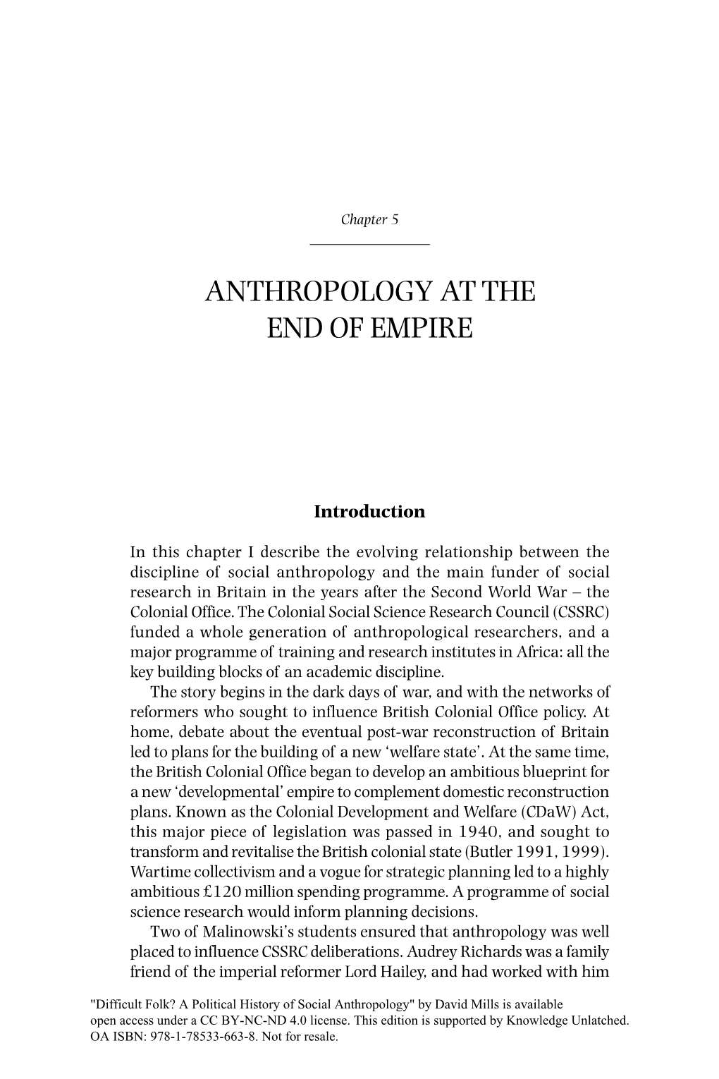 Anthropology at the End of Empire