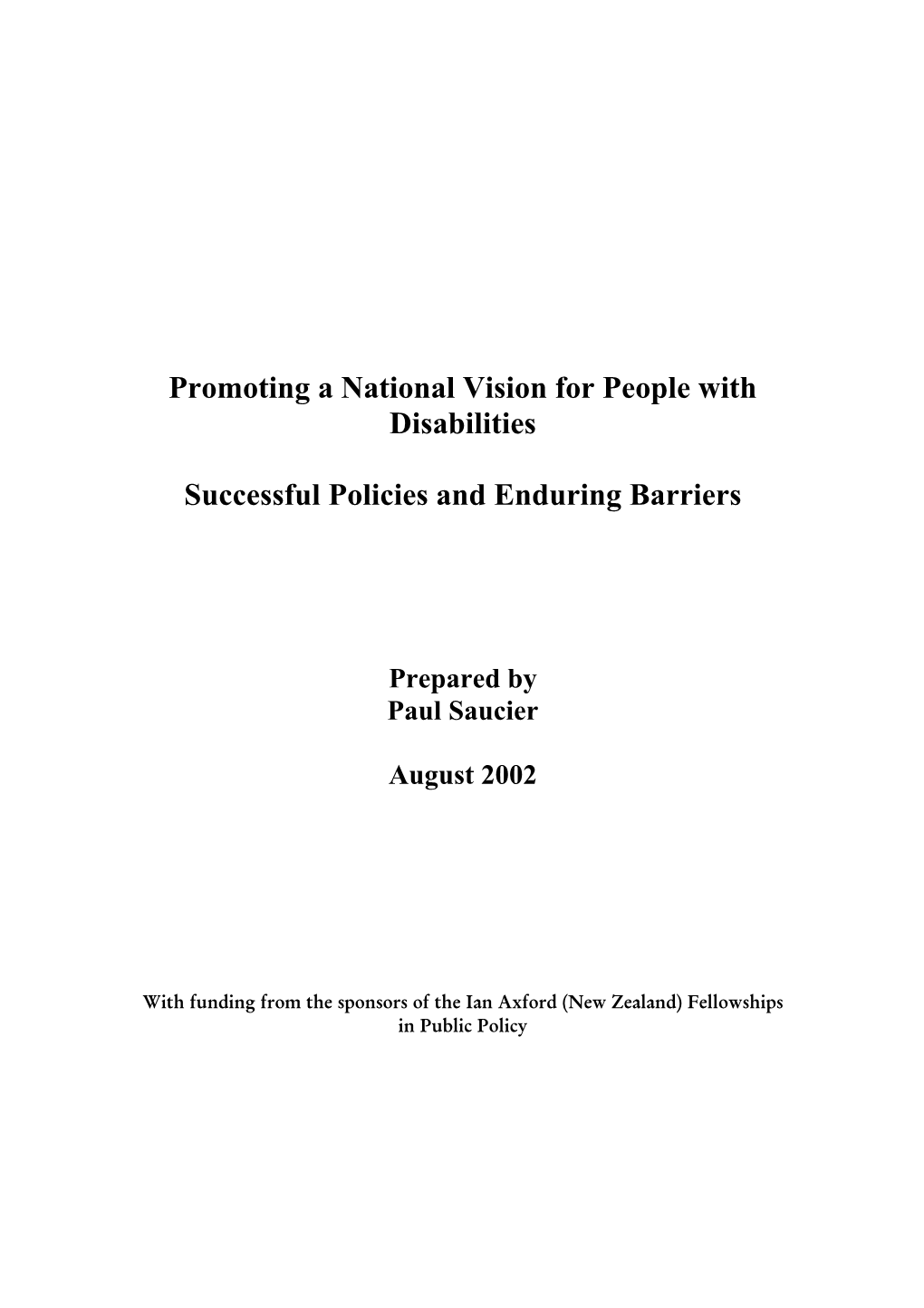 Promoting a National Vision for People with Disabilities Successful