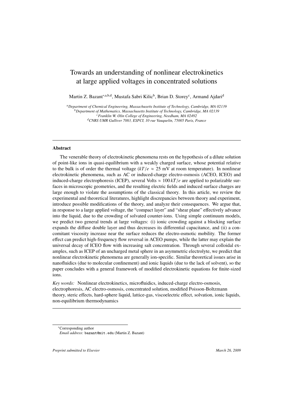 Towards an Understanding of Nonlinear Electrokinetics at Large Applied Voltages in Concentrated Solutions