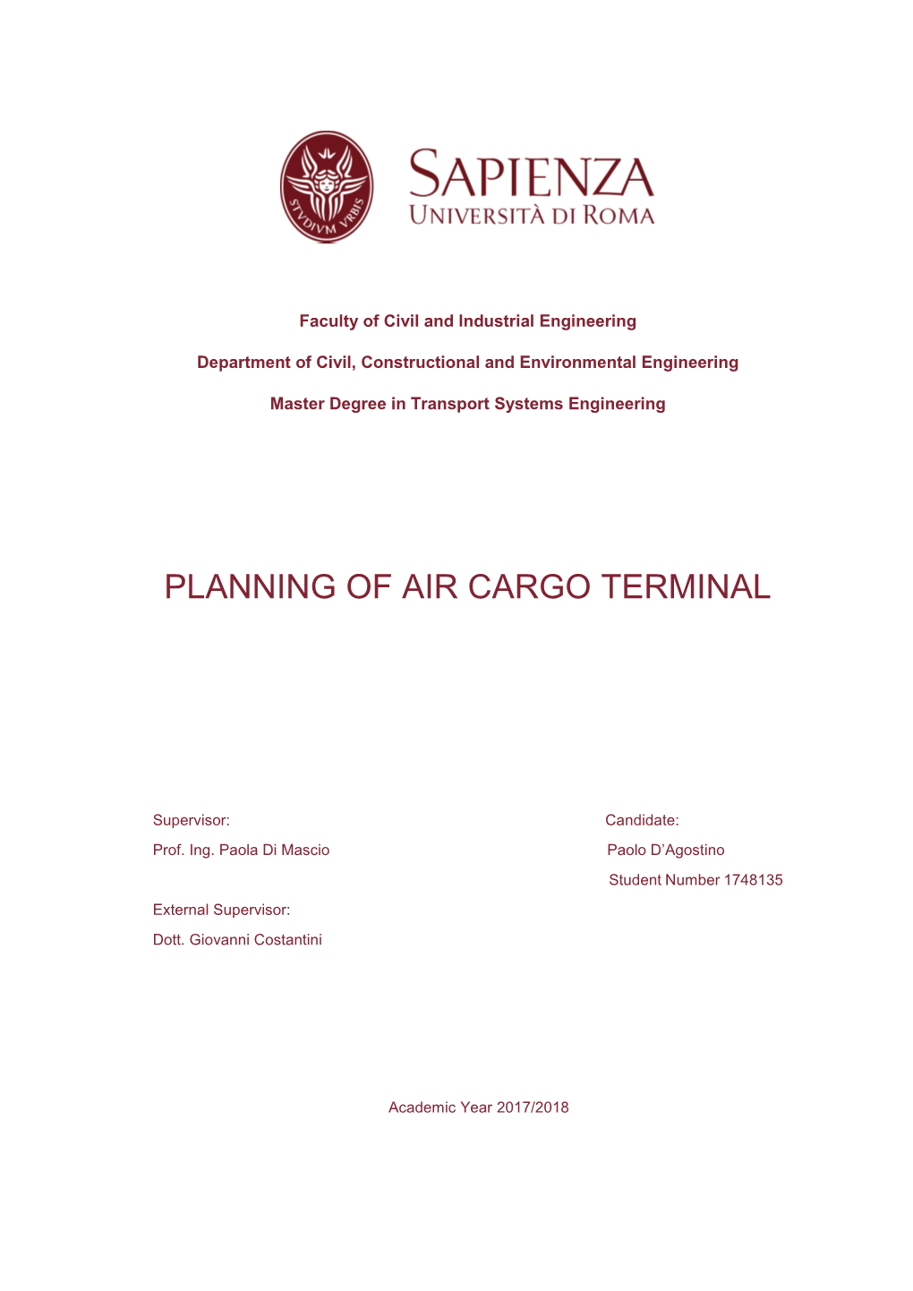 Planning of Air Cargo Terminal