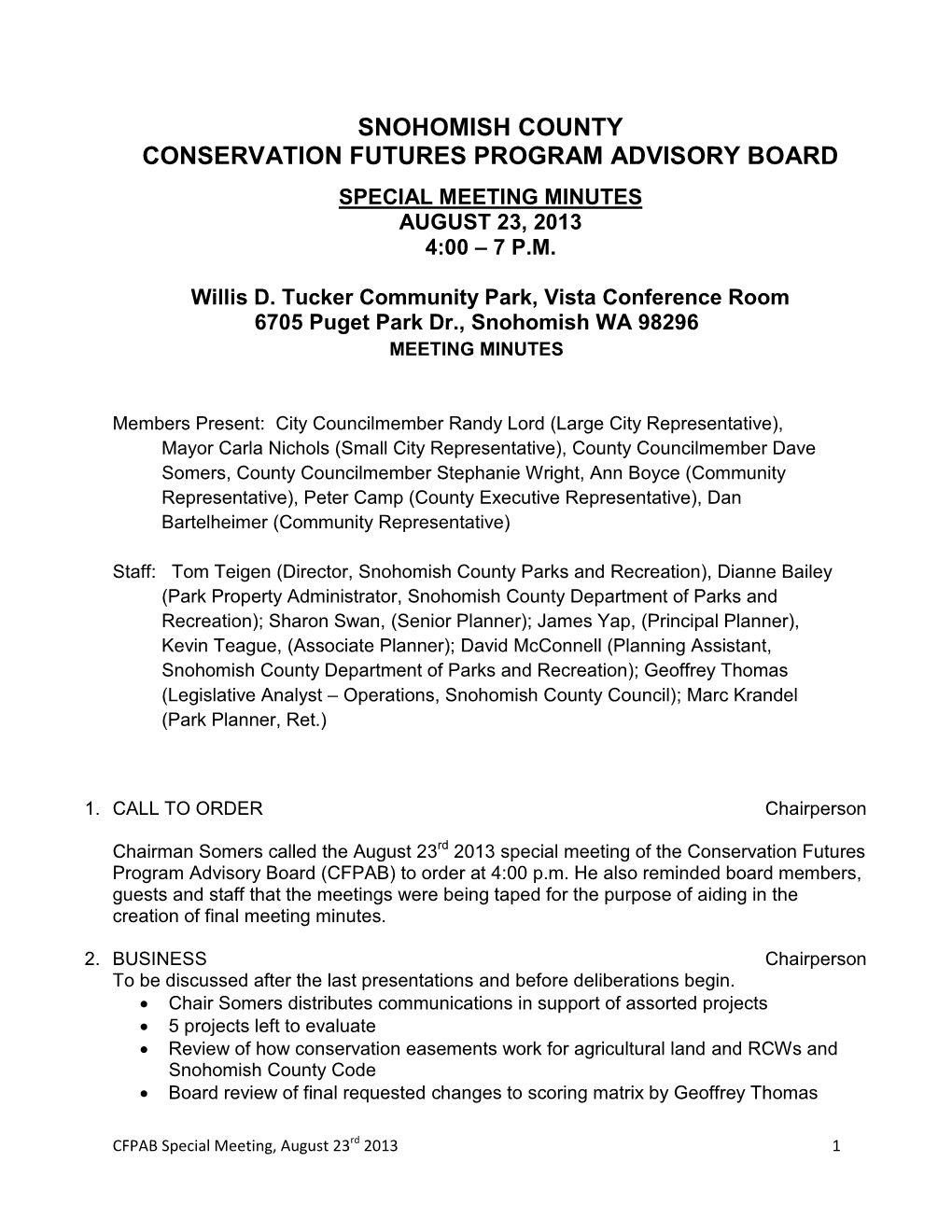 Snohomish County Conservation Futures Program Advisory Board
