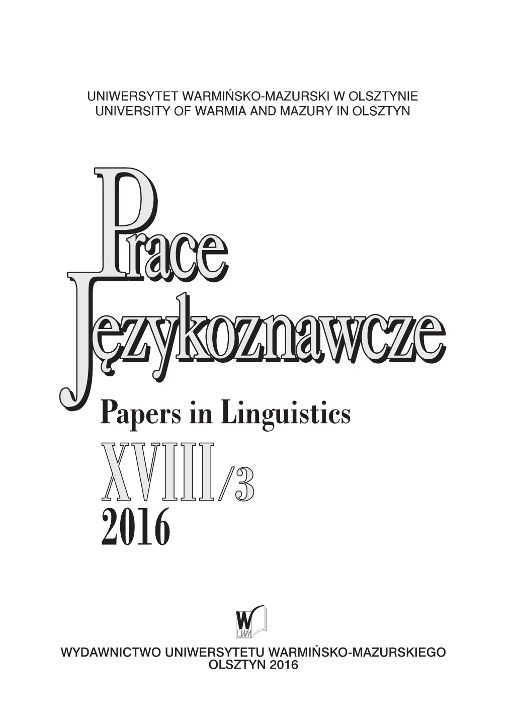 Papers in Linguistics XVIII /3 2016