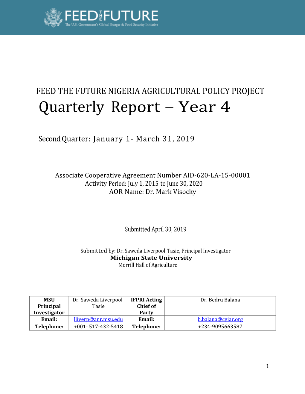 Quarterly Report – Year 4