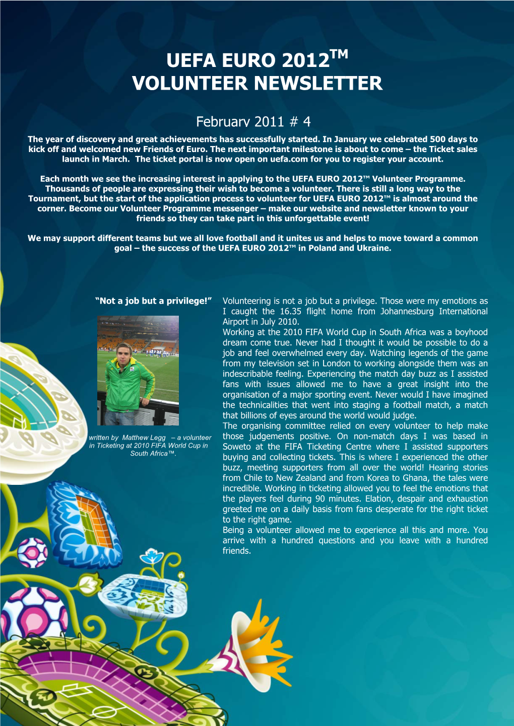 UEFA EURO 2012 Volunteer Newsletter, February 2011, Issue 4