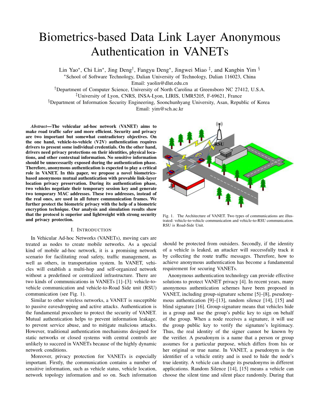 Biometrics-Based Data Link Layer Anonymous Authentication in Vanets